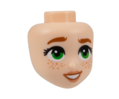 Mini Doll, Head Friends with Dark Orange Eyebrows, Green Eyes, Nougat Lips and Freckles, and Open Mouth Smile with Teeth Pattern