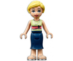 Friends Marisa, Dark Blue Skirt, Yellowish Green Shirt with Coral Belt, Silver Sandals