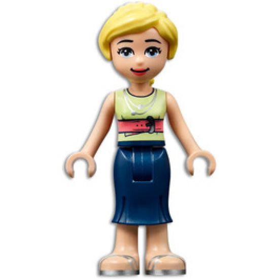 Friends Marisa, Dark Blue Skirt, Yellowish Green Shirt with Coral Belt, Silver Sandals 