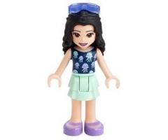 Friends Emma, Light Aqua Layered Skirt, Dark Blue Top with Jellyfish, Trans-Purple Sunglasses