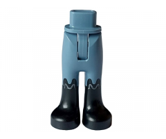 Mini Doll Hips and Trousers with Back Pockets with Molded Black Lower Legs / Boots and Printed Silver Wavy Lines Pattern - Thin Hinge