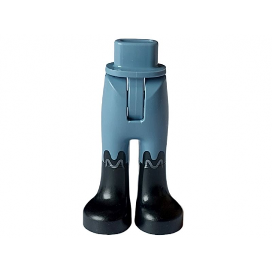 Mini Doll Hips and Trousers with Back Pockets with Molded Black Lower Legs / Boots and Printed Silver Wavy Lines Pattern - Thin Hinge