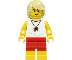 Beach Lifeguard - Male, White Shirt, Red Shorts, Tan Hair