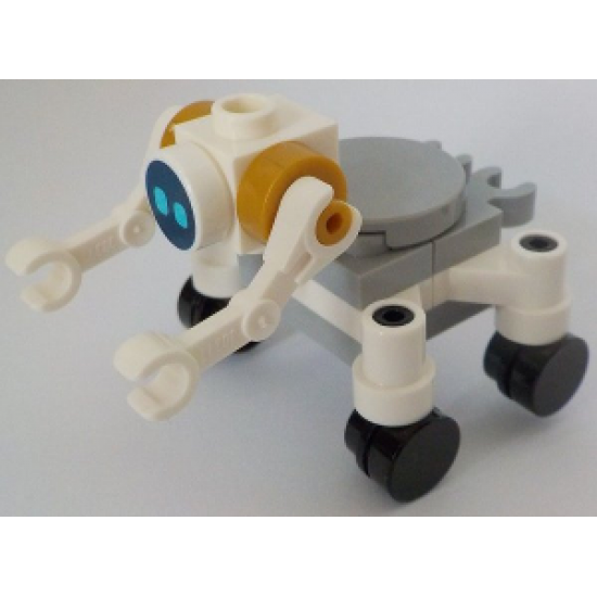 City Space Robot, Round Tiles as Wheels, Medium Azure Eyes