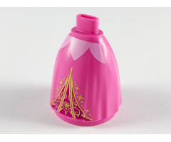 Mini Doll Skirt Long Full with Magenta Triangle and Gold Filigree Pattern (Aurora)