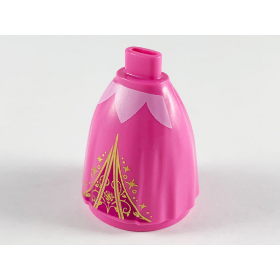 Mini Doll Skirt Long Full with Magenta Triangle and Gold Filigree Pattern (Aurora)