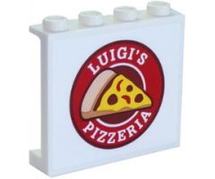 Panel 1 x 4 x 3 with Side Supports - Hollow Studs with 'LUIGI'S PIZZERIA' Pattern (Sticker) - Set 70910