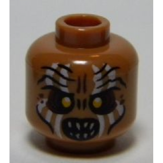 Minifigure, Head LotR Gundabad Orc White Painted Vertical Lines Pattern