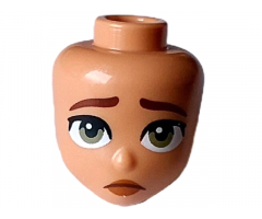 Mini Doll, Head Friends with Reddish Brown Eyebrows, Olive Green Eyes, Dark Orange Lips, and Sad Closed Mouth Pattern