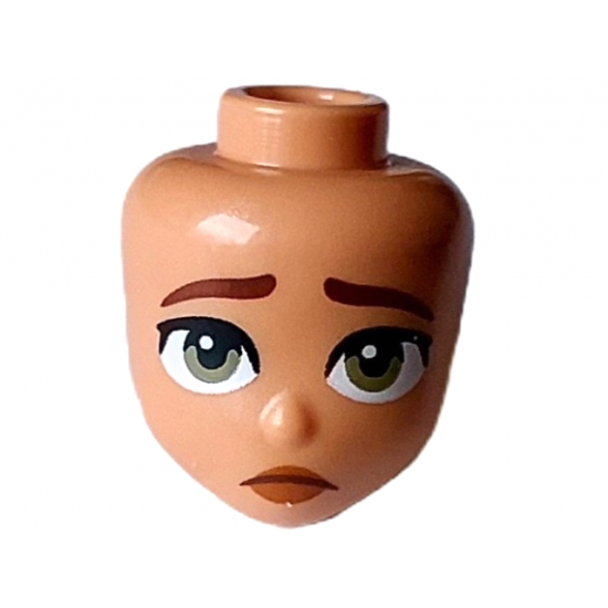 Mini Doll, Head Friends with Reddish Brown Eyebrows, Olive Green Eyes, Dark Orange Lips, and Sad Closed Mouth Pattern