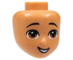 Mini Doll, Head Friends with Black Eyebrows, Reddish Brown Eyes, Open Smile with Teeth Pattern