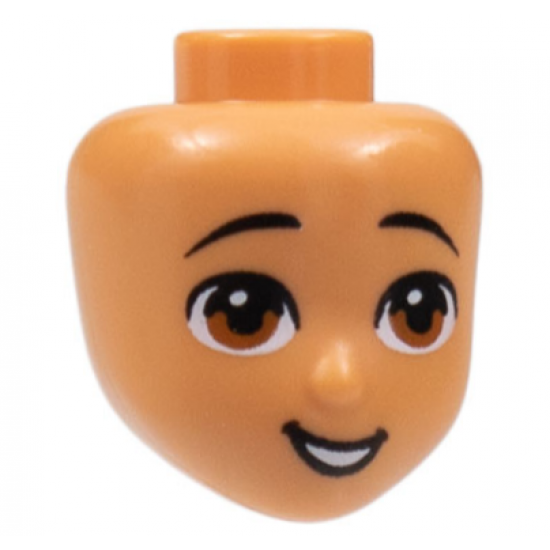 Mini Doll, Head Friends with Black Eyebrows, Reddish Brown Eyes, Open Smile with Teeth Pattern
