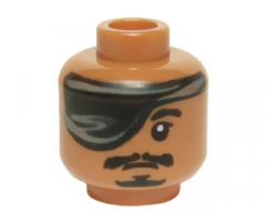 Minifigure, Head Large Eye Patch, Black Eyebrow, Moustache and Goatee, White Pupil Pattern