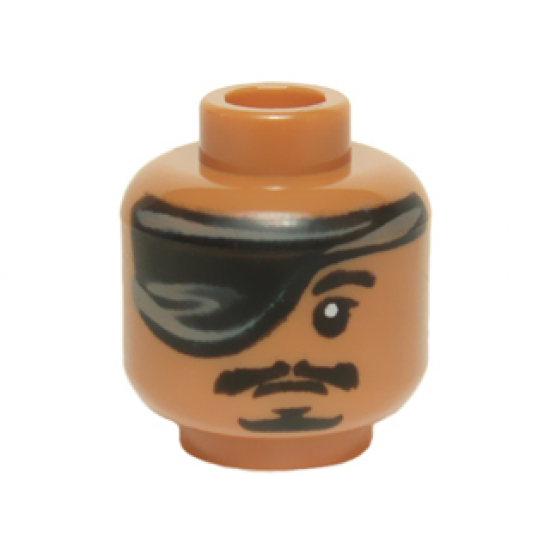 Minifigure, Head Large Eye Patch, Black Eyebrow, Moustache and Goatee, White Pupil Pattern