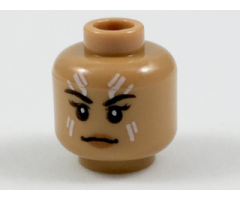 Minifigure, Head Female Black Eyebrows, White Tattoos on Forehead and Cheeks, Neutral Expression Pattern