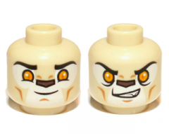 Minifigure, Head Dual Sided Alien Chima Lion with Bright Light Orange Eyes and Dark Brown Nose, Closed Mouth / Open Mouth Pattern (Laval)