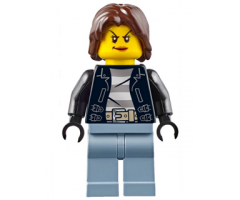 Police - City Bandit Crook Female, Sand Blue Legs, Dark Brown Mid-Length Tousled Hair