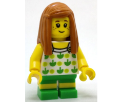 Beachgoer - Girl, Top with Apples and Green Legs with Yellow Stripes