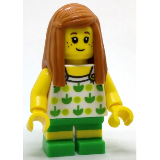 Beachgoer - Girl, Top with Apples and Green Legs with Yellow Stripes