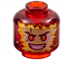 Minifigure, Head Tan and Bright Light Orange Energy Face, Orange Eyes, Scowl Pattern