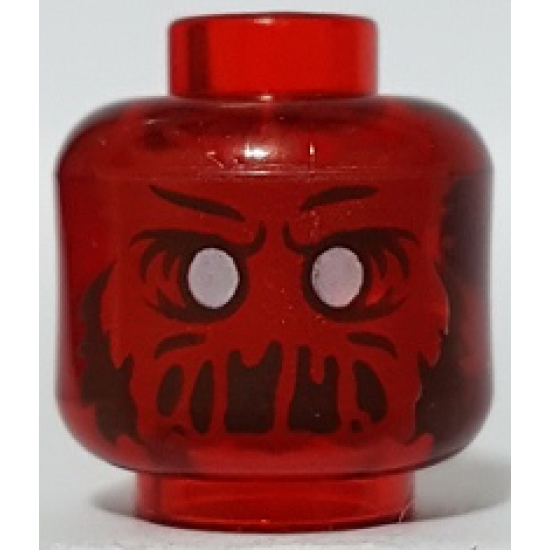 Minifigure, Head Alien Ghost with White Eyes, Red Face, and Slime Mouth with Frown Pattern