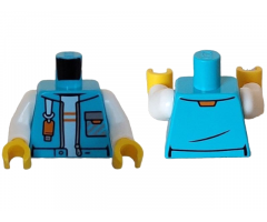 Torso Open Jacket with Pocket and Flash Drive over White Shirt with Orange Stripes Pattern / White Arms / Yellow Hands
