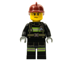 Fire - Reflective Stripes with Utility Belt, Dark Red Fire Helmet, Sweat Drops