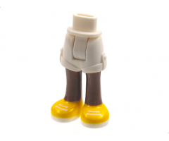 Mini Doll Hips and Shorts with Medium Brown Legs and Yellow Shoes with White Soles and Laces Pattern - Thick Hinge