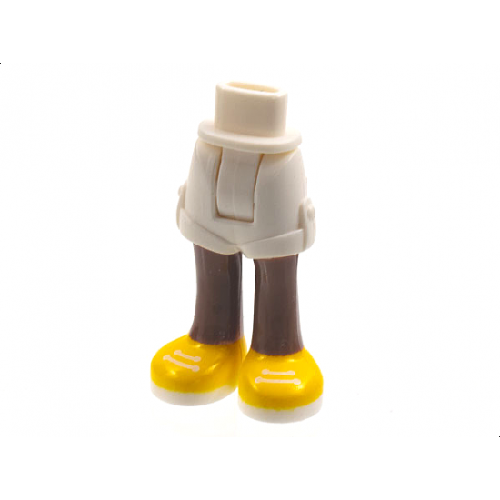 Mini Doll Hips and Shorts with Medium Brown Legs and Yellow Shoes with White Soles and Laces Pattern - Thick Hinge
