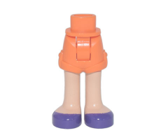 Mini Doll Hips and Shorts with Light Nougat Legs and Dark Purple Shoes Pattern - Thick Hinge
