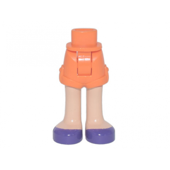 Mini Doll Hips and Shorts with Light Nougat Legs and Dark Purple Shoes Pattern - Thick Hinge
