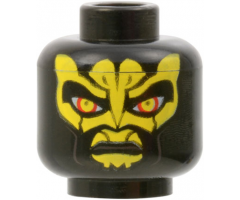 Minifigure, Head Alien SW Zabrak with Large Yellow Eyes and Markings, Dark Brown Cheek Lines, Stern Pattern