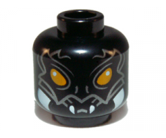 Minifigure, Head Alien Chima Scorpion with Orange Eyes, Silver Markings, and White Fangs Pattern
