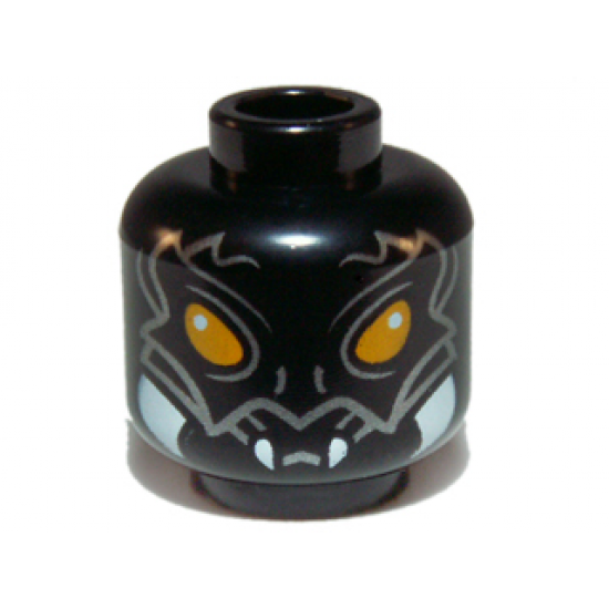Minifigure, Head Alien Chima Scorpion with Orange Eyes, Silver Markings, and White Fangs Pattern