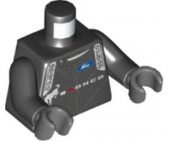 Torso Race Suit with Ford and Sparco Logos, 'BRONCO' and Horse Front and Back Pattern / Black Arms / Dark Bluish Gray Hands
