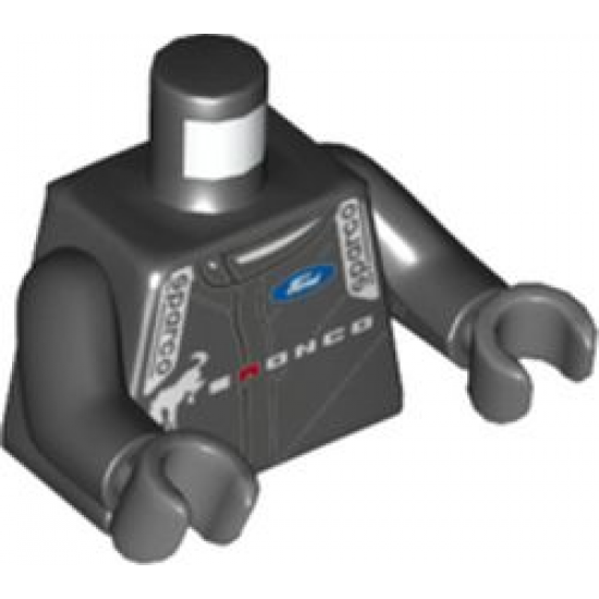 Torso Race Suit with Ford and Sparco Logos, 'BRONCO' and Horse Front and Back Pattern / Black Arms / Dark Bluish Gray Hands