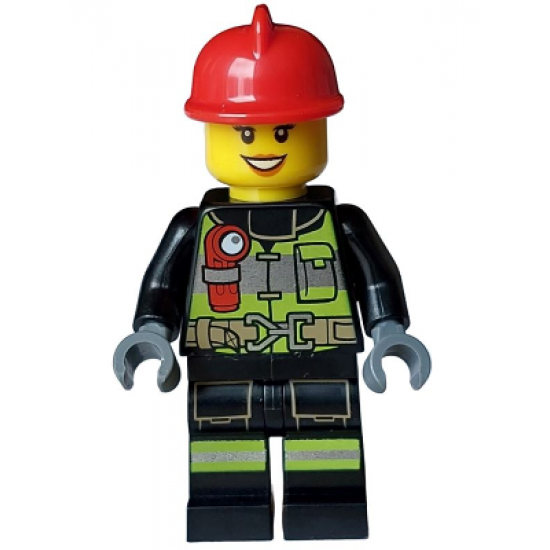 Fire - Female, Reflective Stripes with Utility Belt and Flashlight, Red Fire Helmet