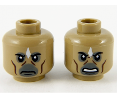 Minifigure, Head Dual Sided Alien White Diamond, Cheek Lines, Neutral / Angry Pattern