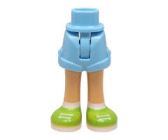 Mini Doll Hips and Shorts Folded Hem with Molded Medium Tan Legs and Printed Lime Shoes with White Laces, Soles and Socks Pattern - Thin Hinge