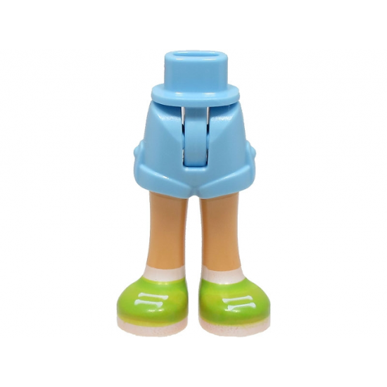 Mini Doll Hips and Shorts Folded Hem with Molded Medium Tan Legs and Printed Lime Shoes with White Laces, Soles and Socks Pattern - Thin Hinge
