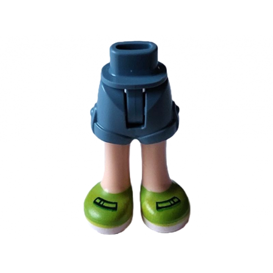 Mini Doll Hips and Shorts Folded Hem with Molded Light Nougat Legs and Printed Lime Shoes with Black Buckles and White Soles Pattern - Thin Hinge