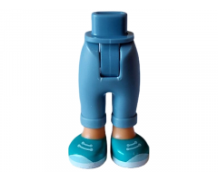 Mini Doll Hips and Trousers with Back Pockets and Cuffs with Molded Nougat Ankles and Feet and Printed Dark Turquoise Shoes with White Laces and Soles Pattern - Thick Hinge