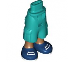 Mini Doll Hips and Trousers Cropped Large Pockets with Molded Medium Nougat Legs and Printed Dark Blue Shoes with White Laces and Soles Pattern - Thin Hinge