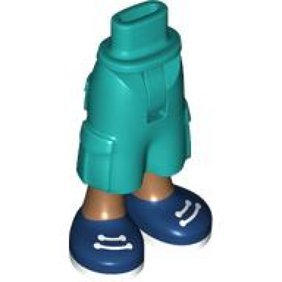 Mini Doll Hips and Trousers Cropped Large Pockets with Molded Medium Nougat Legs and Printed Dark Blue Shoes with White Laces and Soles Pattern - Thin Hinge