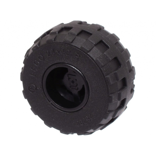 Wheel & Tire Assembly 11mm D. x 12mm, Hole Notched for Wheels Holder Pin with Black Tire 24 x 12 R Balloon (6014b / 56890)