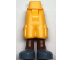 Mini Doll Hips and Trousers Cropped Large Pockets, Reddish Brown Legs, Sand Blue Shoes Pattern - Thick Hinge