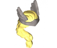 Minifigure, Hair Female Long Braid over Right Shoulder with Molded Flat Silver Winged Diadem Pattern