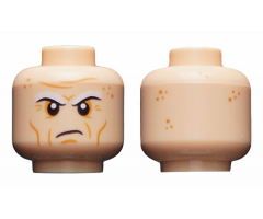 Minifigure, Head White Eyebrows, Forehead Lines, Wrinkles, Scowl Pattern
