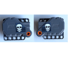 Pullback Motor 6 x 5 x 3 with White Skull and Black Stripes Pattern on Both Sides (Stickers) - Set 42106