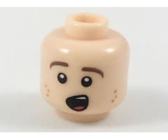 Minifigure, Head Reddish Brown Eyebrows, Dark Orange Freckles, Singing Pattern